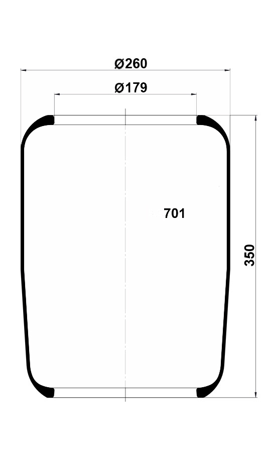 Пневморессора 701N (чулок) а/м КАМАЗ-5460, НЕФАЗ, МАЗ (350х256х179) (Ростар)