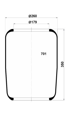 LC701 Пневморессора 701N (чулок) а/м КАМАЗ-5460, НЕФАЗ, МАЗ (350х256х179) (Ростар)