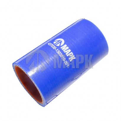 437030-1303010-001 Патрубок радиатора верхний (силикон) синий (Ф40x85) (МАРК)
