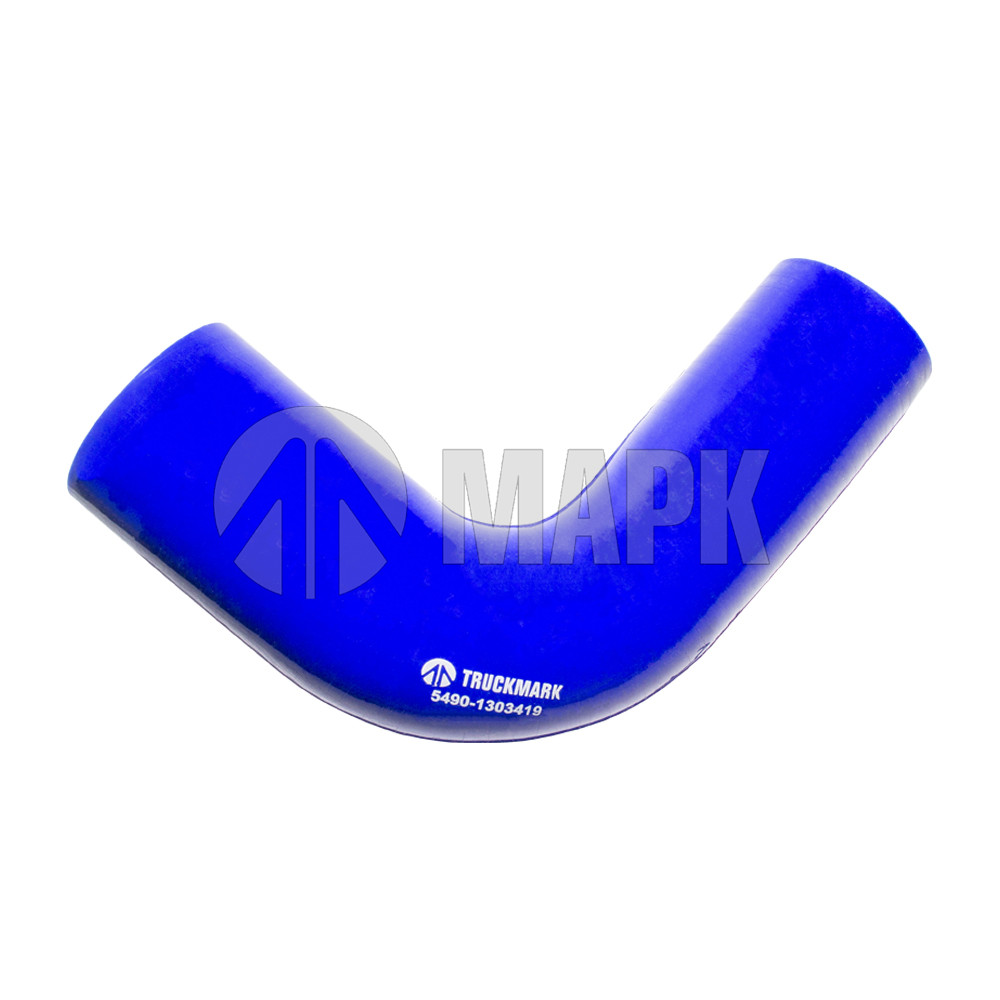 Патрубок радиатора угловой (силикон) синий (Ф58/48х135/150) (TRUCKMARK)