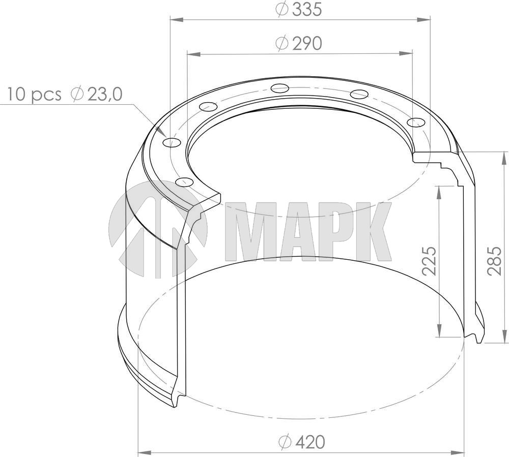 Барабан тормозной BPW ECO-MAXX под 19094 (420х200 H=284 d=290/335 n10x23) (ZTD)