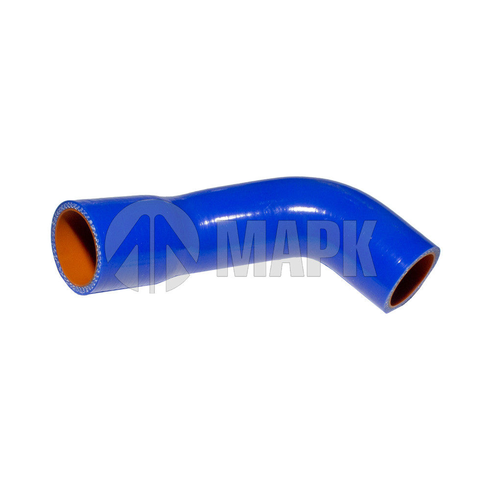 Патрубок радиатора верхний (силикон) синий (Ф37/42x80/80/80) (МАРК)
