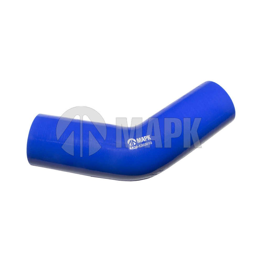 Патрубок радиатора верхний (силикон) синий (Ф60x130/130) МАРК
