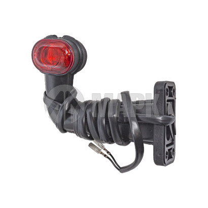 112.06.47-09 ЛЕВ Фонарь габаритный левый красно-белый 90 градус 24В (рог L=90мм) (Руденск)