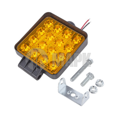 102.3738 Фонарь стробоскоп/постоянно оранжевый (16, диодов, 3 режима, квадратная, 2 провода, 12-24В) (КЭП)