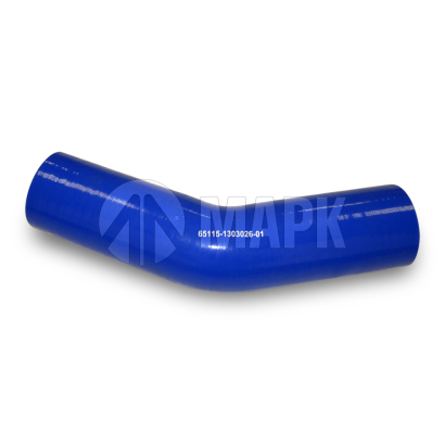 65115-1303026-01 Патрубок радиатора средний (силикон) синий (Ф60x290)