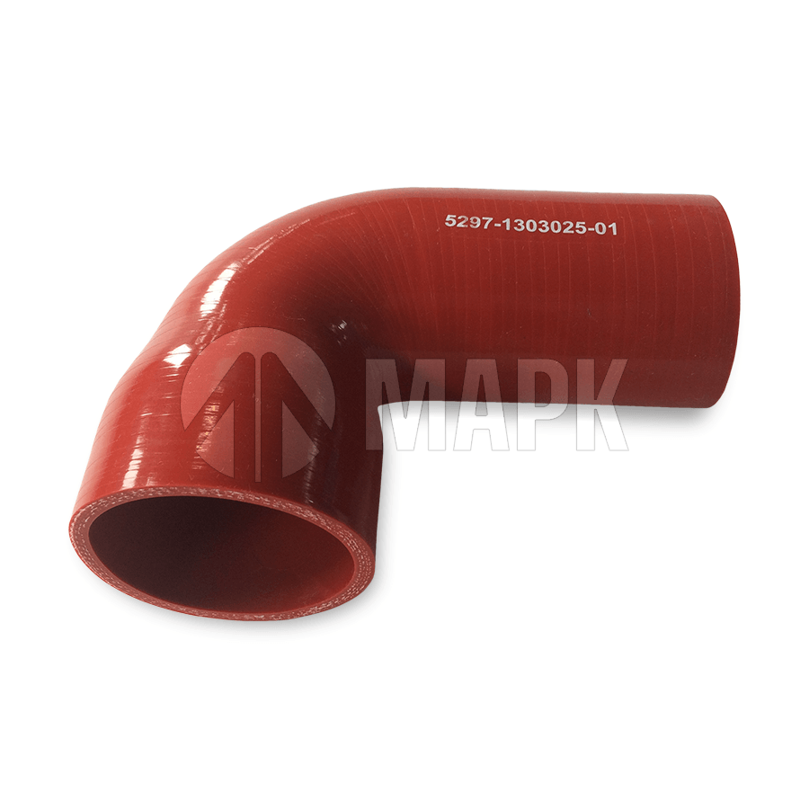 Патрубок радиатора а/м НЕФАЗ (силикон) красный (Ф60/70x140/100)
