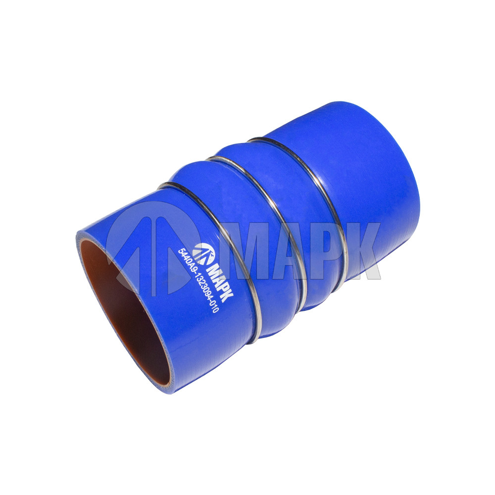 Патрубок интеркулера (силикон) синий (Ф80х150, 3 кольца) (МАРК)
