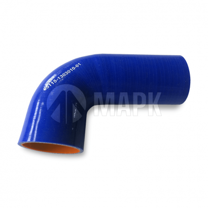 65115-1303010-01 Патрубок радиатора верхний ЕВРО (силикон) синий (Ф60x250)