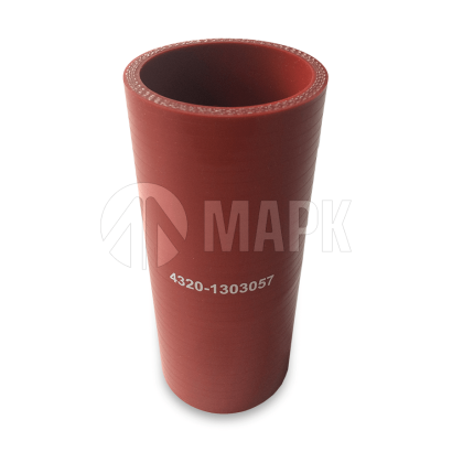 4320-1303057 Патрубок радиатора нижний а/м УРАЛ (силикон) красный (Ф58x150)