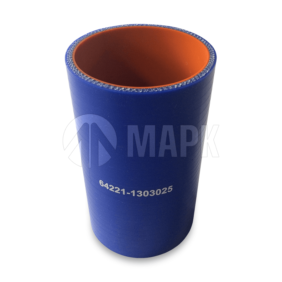 Патрубок радиатора отводящий а/м МАЗ (силикон) синий (Ф70х130) водяного насоса