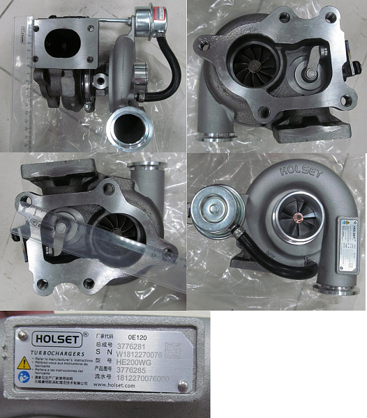 Турбокомпрессор HOLSET HE200W 5 отв. ПАЗ Е-4 (ISF3.8) 3776285/3796170/3786531/3767997/3776281